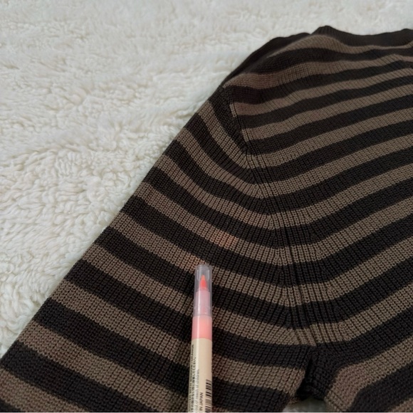 All Saints Men Brown Striped Cotton Crewneck Knit Sweater - Picture 11 of 11